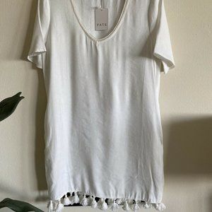 White cotton swimsuit cover up with Tassles Brand NEW W tags Small Size 6